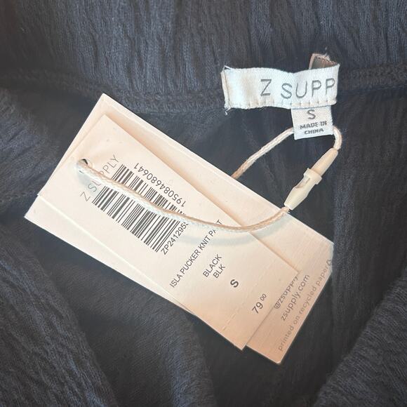 Z Supply NWT Black Isla Pucker Knit Pant Womens Size Small NEW - Picture 4 of 6
